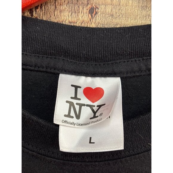 I Love NY Black T-Shirt Large Rafia Tees 100% Cotton Made In Bangladesh - Picture 2 of 7